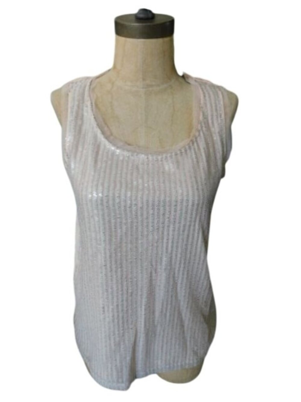 Chico's Size S Small (0) Sequin Scoop Neck Blush Elegant Top NWT $89